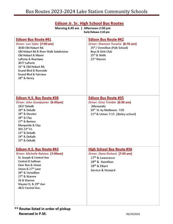 Bus Routes Page 1